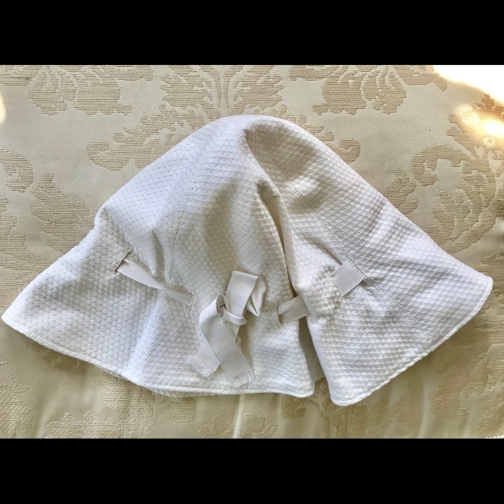 Lulu White Bow Tie Waffle Cloth Sun Hat One Size